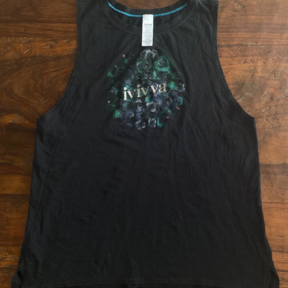 Ivivva Sleeveless Tank Black With Flowers